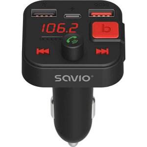 SAVIO TR-15 FM TRANSMITTER WITH BLUETOOTH AND PD CHARGER