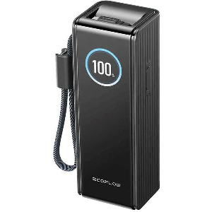 ECOFLOW RAPID POWER BANK BLACK 25000MAH 170W 100W BUILT-IN AND RETRACTABLE CABLES