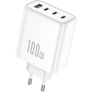 TRAVEL FAST CHARGER FONENG GAN40-EU WITH QUADRUPLE OUTPUT USB A & 3XUSB C GAN 100W 5A WHITE