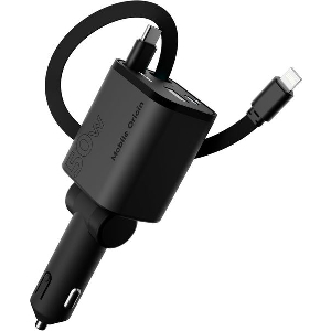 MOBILE ORIGIN 4IN1 50W CAR CHARGER CA28 USB-C + USB-A USB-C AND LIGHTNING CABLE