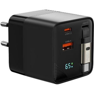 MOBILE ORIGIN 65W GAN DISPLAY CHARGER PW2 USB-C SELF-RETRACTING CABLE + USB-C + USB-A