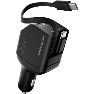 MOBILE ORIGIN 90W CAR CHARGER CA22 USB-C + USB-A 2X USB-C CABLE