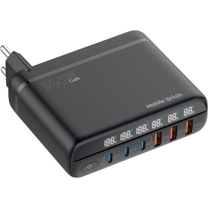 MOBILE ORIGIN GAN 140W CHARGER HUB PW12 EU/UK/US 3X USB-C + 3X USB-A