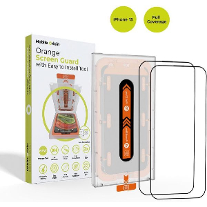 MOBILE ORIGIN ORANGE SCREEN GUARD IPHONE 15 WITH APPLICATOR 2 PACK