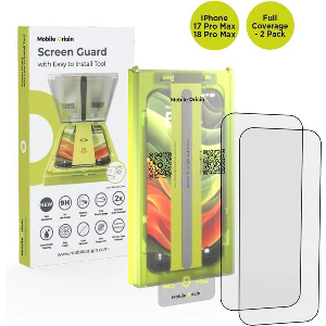MOBILE ORIGIN SCREEN GUARD WITH APPLICATOR FULL COVERAGE 2 PACK IPHONE 17 PRO MAX
