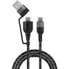 4SMARTS USB-A AND USB-C TO USB-C CABLE COMBOCORD CA 1.5M FABRIC MONOCHROME