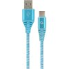 CABLEXPERT CC-USB2B-AMCM-1M-VW COTTON BRAIDED CHARGING CABLE USB TYPE-C BLUE/WHITE 1 M