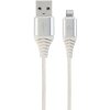 CABLEXPERT CC-USB2B-AMLM-1M-BW2 PREMIUM COTTON BRAIDED 8-PIN CHARGING CABLE SILVER/WHITE 1 M