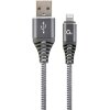CABLEXPERT CC-USB2B-AMLM-1M-WB2 PREMIUM COTTON BRAIDED 8-PIN CHARGING CABLE GREY/WHITE 1 M