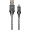 CABLEXPERT CC-USB2B-AMLM-2M-WB2 PREMIUM COTTON BRAIDED 8-PIN CHARGING CABLE GREY/WHITE 2 M