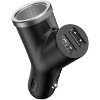 BASEUS UNIVERSAL CAR CHARGER Y TYPE 2X USB + CIGARETTE LIGHTER EXTENDED BLACK
