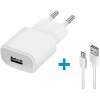FOREVER TC-01 USB WALL CHARGER (2 A) WHITE + MICRO-USB CABLE
