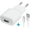 FOREVER TC-01 WALL CHARGER USB 2A + CABLE FOR IPHONE 8-PIN WHITE