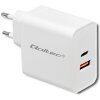 QOLTEC CHARGER 63W 5-20V 1.5-3A USB TYPE C PD USB QC 3.0 WHITE