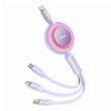 BASEUS BRIGHT MIRROR 4 RETRACTABLE TYPE-C 3-IN-1 CABLE MICRO+USB-C +LIGHTNING 100W 3.5A 1.1M PURPLE