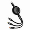 BASEUS BRIGHT MIRROR 4 RETRACTABLE TYPE-C 3IN1 CABLE MICRO+ USB-C + LIGHTNING 100W 3.5A 1.1M BLACK