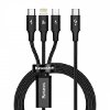 BASEUS RAPID SERIES 3-IN-1 CABLE USB-C TO MICRO-USB + LIGHTNING + TYPE-C 20W 1.5M BLACK