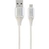 CABLEXPERT CC-USB2B-AMMBM-1M-BW2 PREMIUM COTTON BRAIDED MICRO-USB CHARGING CABLE SILVER/WHITE 1 M