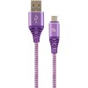 CABLEXPERT CC-USB2B-AMMBM-2M-PW PREMIUM COTTON BRAIDED MICRO-USB CHARGING CABLE PURPLE/WHITE 2 M
