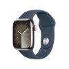 APPLE WATCH SERIES 9 MRJ33 41MM SILVER STAINLESS STEEL CASE WITH STORM BLUE SPORT BAND M/L CELLULAR