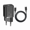 BASEUS SUPER-SI QUICK CHARGER 1C 25W SET + MINI WHITE CABLE TYPE-C TO TYPE-C 3A 1M BLACK