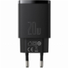 BASEUS COMPACT 2 PORT QUICK CHARGER USB + TYPE-C 20W BLACK
