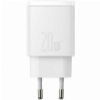 BASEUS COMPACT 2 PORT QUICK CHARGER USB + TYPE-C 20W WHITE