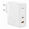 BASEUS WALL CHARGER GAN5 PRO TYPE-C + USB 100W + 1M CABLE WHITE