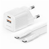 4SMARTS WALL CHARGER VOLTPLUG DUOS MINI PD 20W 2X USB + CABLE USB-TYPE-C 1.5M WHITE