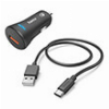 HAMA 201615 CAR FAST CHARGER WITH USB-C CHARGING CABLE, QC, 19.5 W, 1.5 M, BLACK