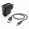 HAMA 201622 CHARGER WITH MICRO-USB CHARGING CABLE, 12 W, 1.0 M, BLACK