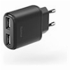 HAMA 201627 CHARGER WITH 2X USB-A PORTS, 12 W, BLACK