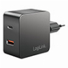 LOGILINK PA0310 DUAL USB POWER SOCKET ADAPTER 1X USB-A 1X USB-C 45W BLACK