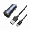 BASEUS GOLDEN CONTACTOR PRO DUAL QUICK CAR CHARGER USB + TYPE-C 40W + CABLE 5A GREY