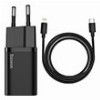 BASEUS SUPER SI QUICK CHARGER 1C 20W + CABLE TYPE-C TO LIGHTNING IPHONE IPAD 1M BLACK