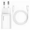 BASEUS SUPER SI QUICK CHARGER 1C 20W + CABLE TYPE-C TO LIGHTNING IPHONE IPAD 1M WHITE