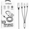 LAMTECH HIGH QUALITY 3 IN 1 USB CABLE WITH METALLIC SHELL SILVER 1M LAM450329