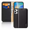 DUX DUCIS HIVO LEATHER WALLET CASE FOR APPLE IPHONE 15 PRO MAX BLACK