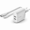 BELKIN WCE001VF1MWH BOOSTCHARGE DUAL USB TYPE-A WALL CHARGER 24W + USB-A TO USB-C CABLE