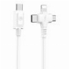 LAMTECH 3 IN 1 CHARGING TYPE-C CABLE TO TYPE-C/LIGHTNING/MICRO USB 1M WHITE LAM113119
