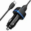 LAMTECH 2XUSB 2,4A CAR CHARGER WITH TYPE-C CABLE 1M BLACK LAM112563