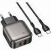 LAMTECH DUAL PORT QC3.0 CHARGER SET PD20W WITH TYPE-C TO TYPE-C CABLE 60W 1M GREY LAM980725