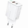 TRAVEL FAST CHARGER FONENG EU66 WITH DUAL OUTPUT USB A & USB C PD QC 20W 3A WHITE