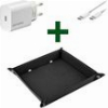 4SMARTS POCKET TRAY ORGANIZER WITH WIRELESS CHARGER 15W + TRAVEL CHARGER TYPE-C CABLE BLACK