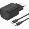 TRAVEL FAST CHARGER FONENG EU69 WITH OUTPUT USB C PD 20W & USB C TO USB C CABLE BLACK
