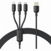 BASEUS SILKY 3IN1 100W 5A USB-A TO LIGHTNING / MICROUSB / TYPE-C CABLE 1.5M BLACK