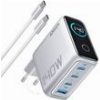 ANKER WALL CHARGER ZOLO 140W 5A 1X USB-A - 3X TYPE-C WITH TYPE-C CABLE SILVER B2697G41