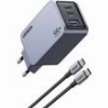 UGREEN WALL CHARGER X757 NEXODE PRO 100W 3A 1 X USB-A - 2 X TYPE-C WITH TYPE-C CABLE GREY