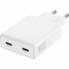 4SMARTS WALL TRAVEL CHARGER PD PLUG SLIM DUAL 65W GAN 2X TYPE-C WHITE