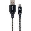 CABLEXPERT CC-USB2B-AMCM-1M-BW COTTON BRAIDED CHARGING CABLE USB TYPE-C BLACK/WHITE 1 M